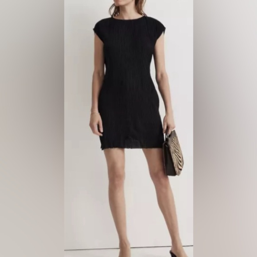 Madewell Plissé Mini Tee Dress black size 6
